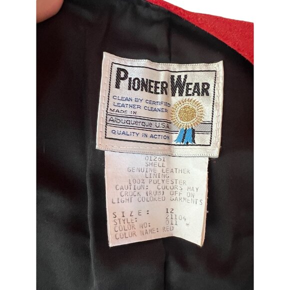 Pioneer Wear Red Suede Leather Suede Vest Womens Size 12 By Southwest Lined - Picture 2 of 10